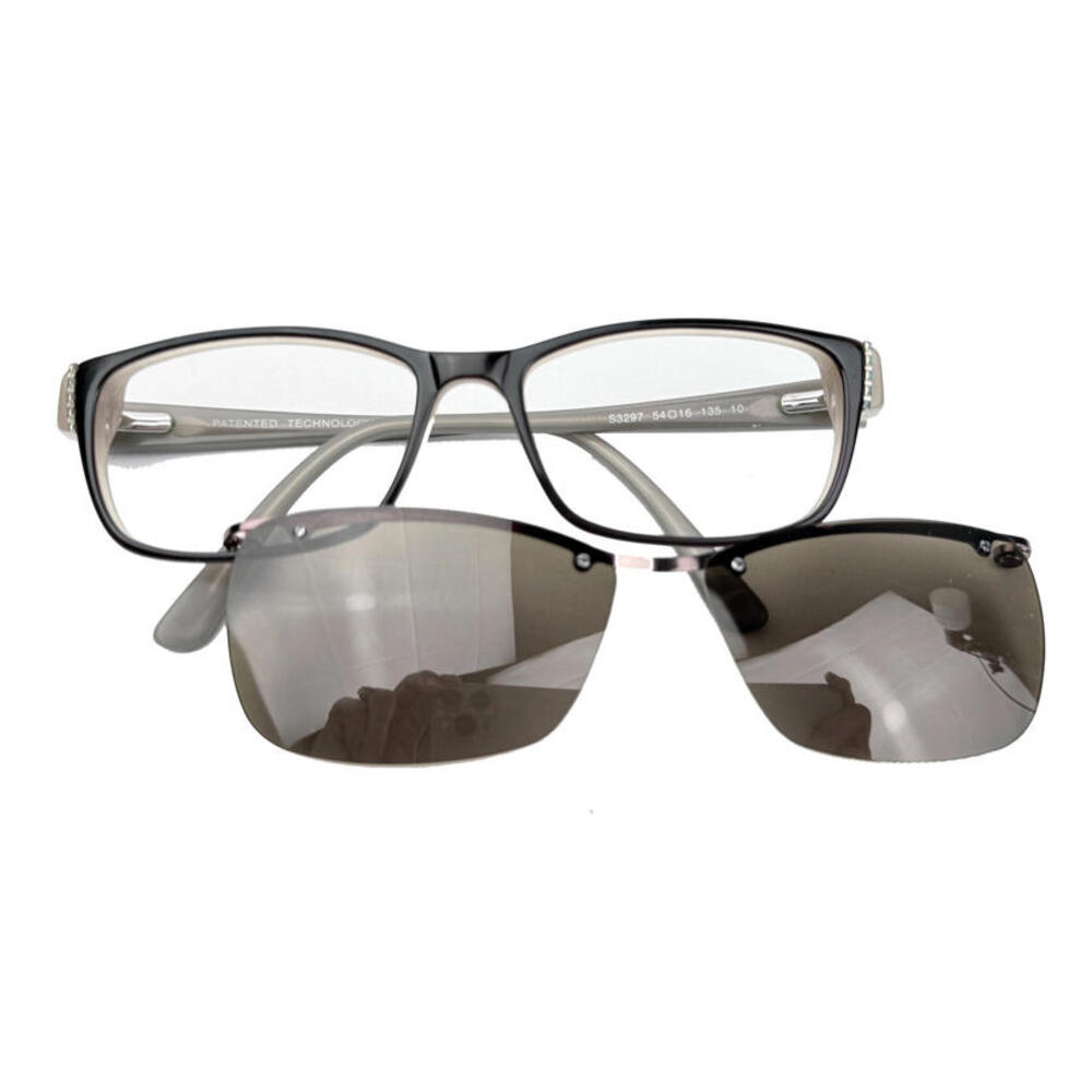 Sleek Cat-Eye Glasses with magnetic sunglass attachement